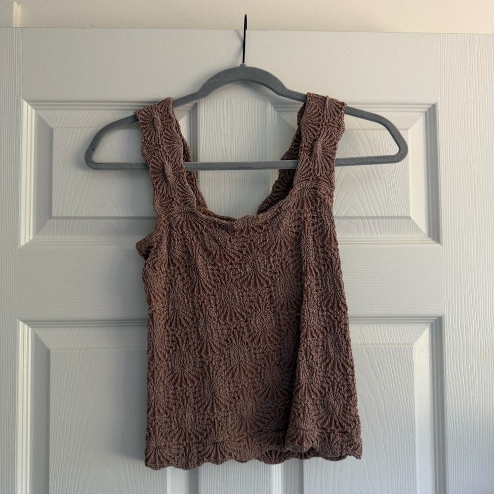 Free People Textured Scoop Neck Tank Top in Blush